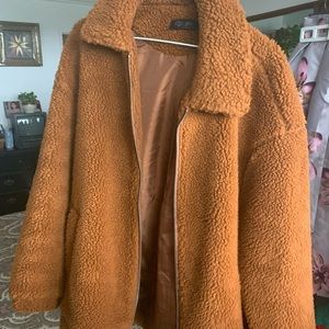 oversized teddy jacket 🤎